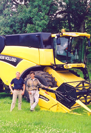 James Phillips, Farm Manager (left), with combine harvester driver, Brian Kitson